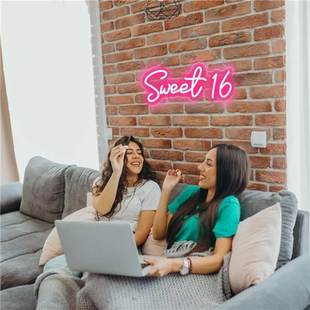 Sweet 16 Sixteenth Birthday Quinceanera Celebration Party Pink LED Neon Light